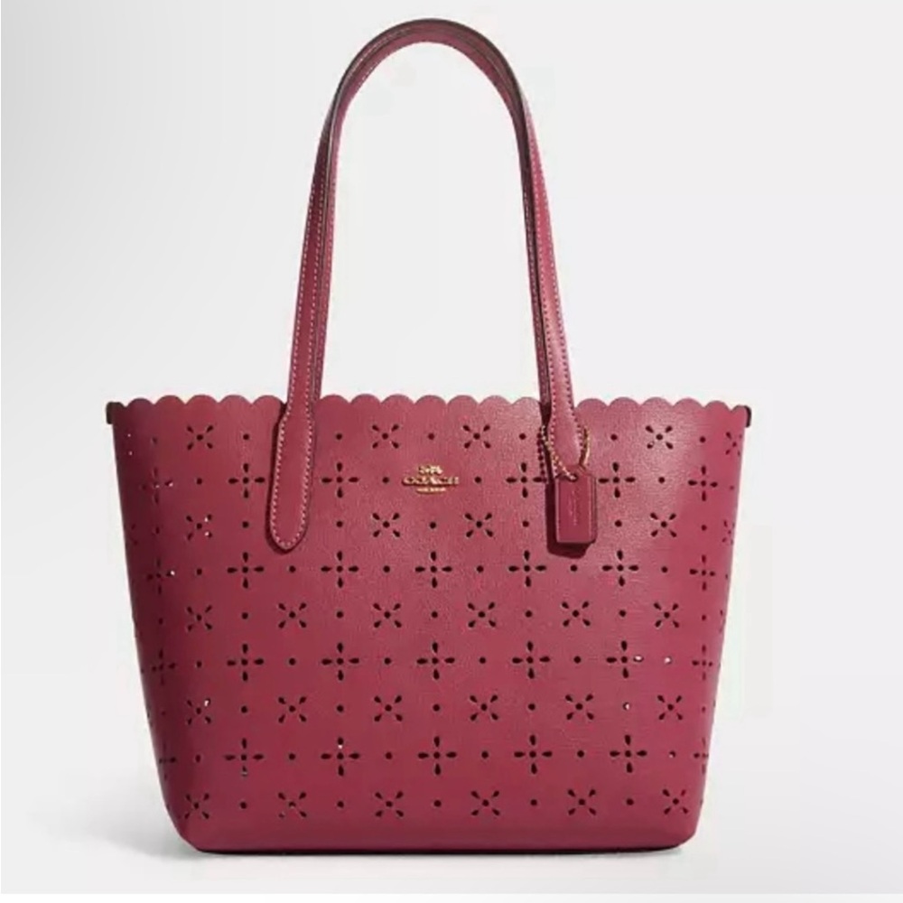 Coach Eyelet Mini Tote Bag! Beautiful Dark Mauve Color! EUC!